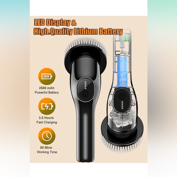 Electric Spin Scrubber Cleaning Brush Black Shower Power Scrubber Bathroom OW - Picture 5 of 8